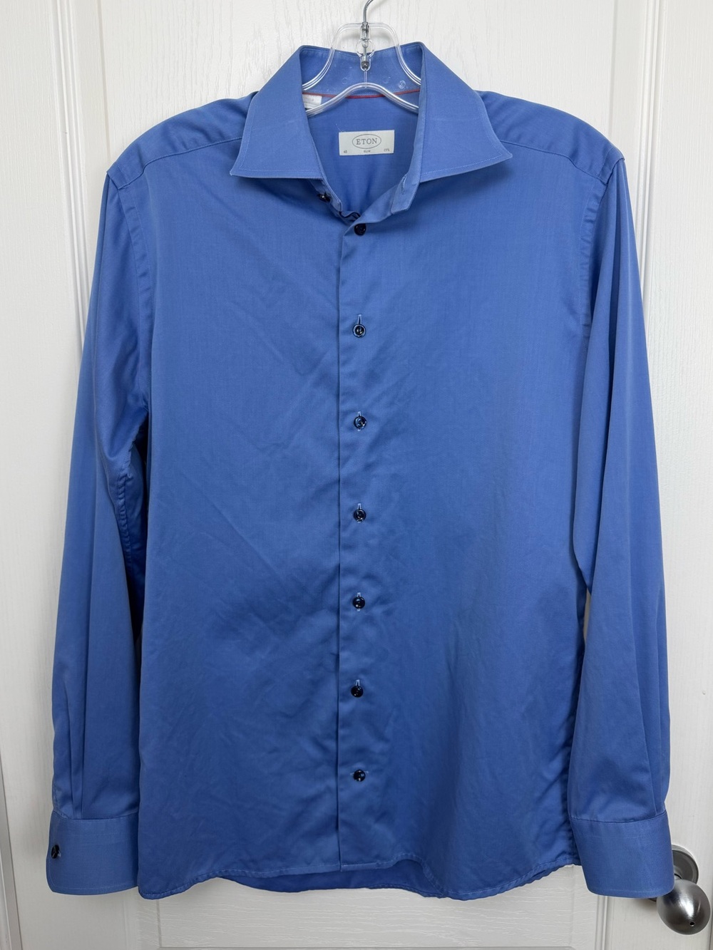 Eton Slim Fit Button Dress Shirt Size 40 Neck 15 3/4 Blue